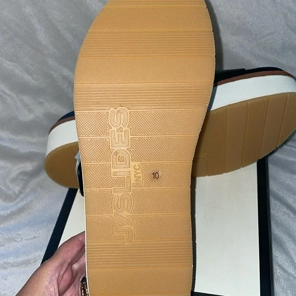 NWT J/SLIDES BOWIE Black Leather Sandal - Picture 13 of 13